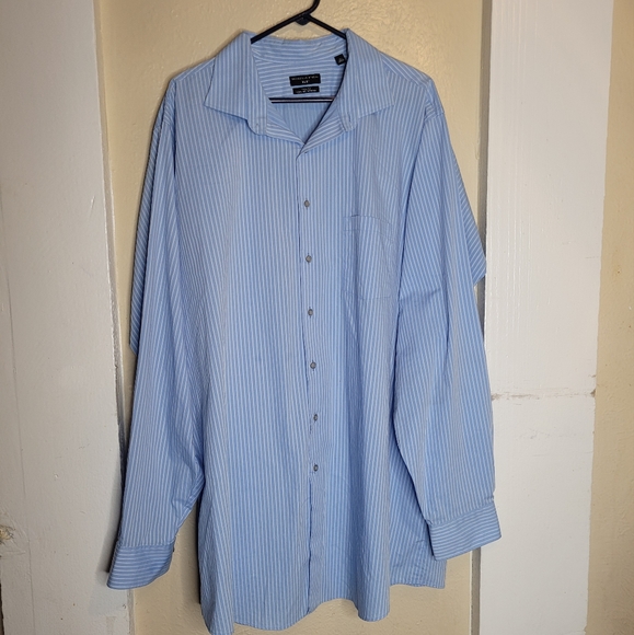 Shaquille O'Neil Shirt Mens Big Tall Button Down Blue Stripe Top Collared - Picture 1 of 9